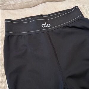 ALO Yoga Black Leggings with White Stripes